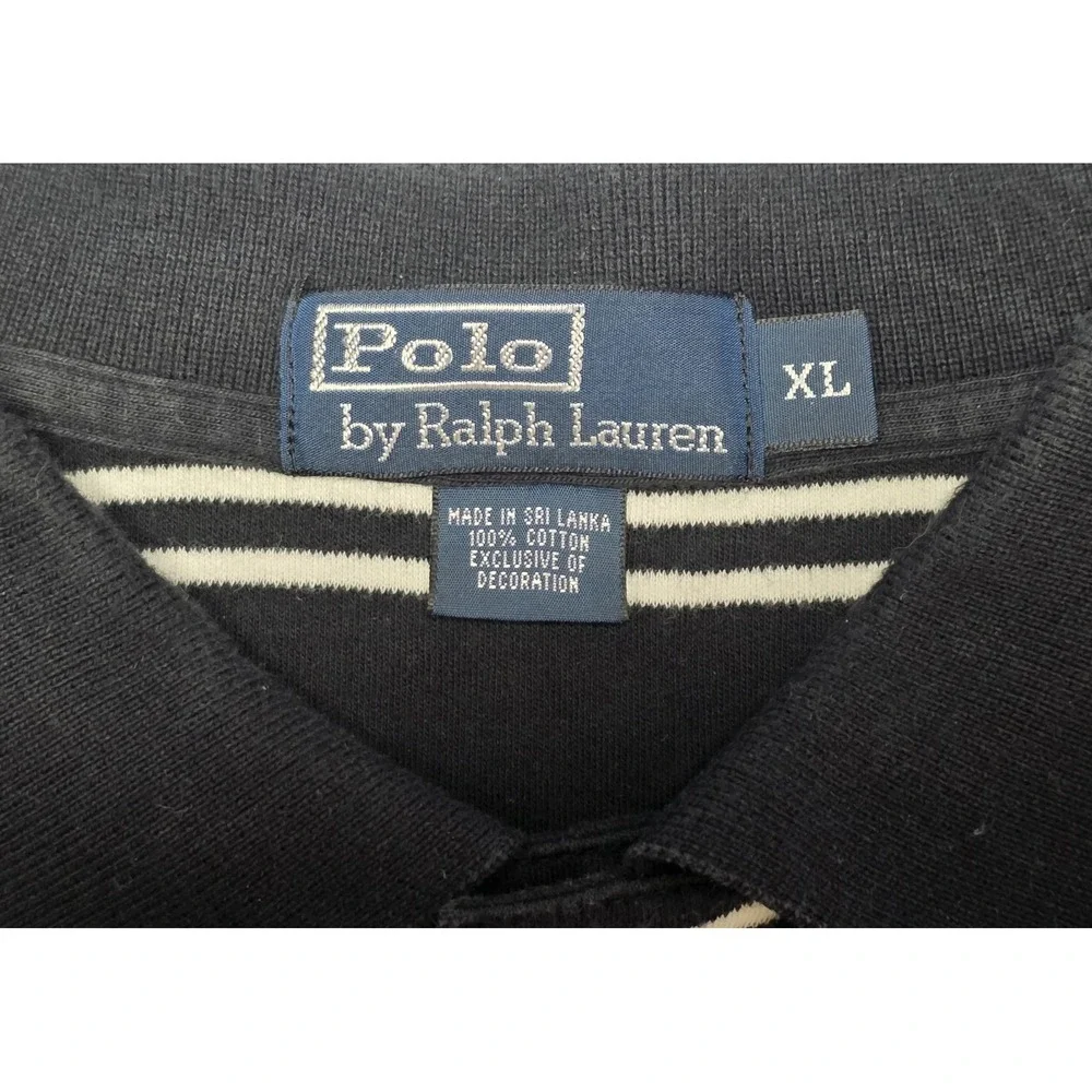 Polo Ralph Lauren Mens Size XL Black Striped Short Sleeve Polo‎
